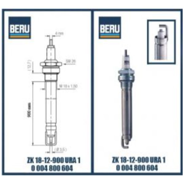 ZK18-12-900-URA1 beru spark plug with protection tube