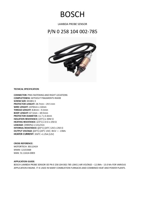 0 258 104 002 785 BOSCH